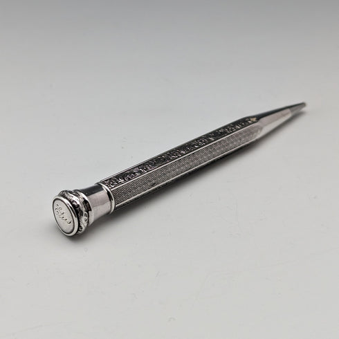 Early 20th Century Antique Flower Engraving 835 Silver Propelled Mechanical Pencil